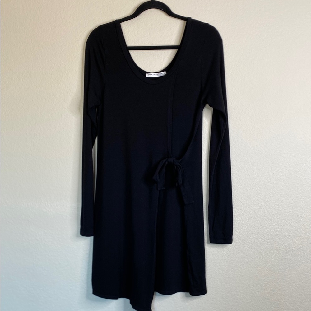 Groceries Apparel faux wrap dress long sleeve black small EUC